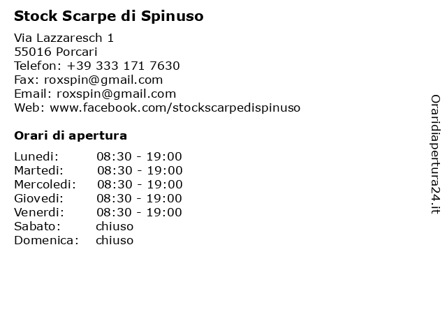 Orari di apertura Stock Scarpe di Spinuso Via Lazzaresch